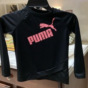 PUMA Kids Black Long sleeve Tee with Pink Puma Insignia